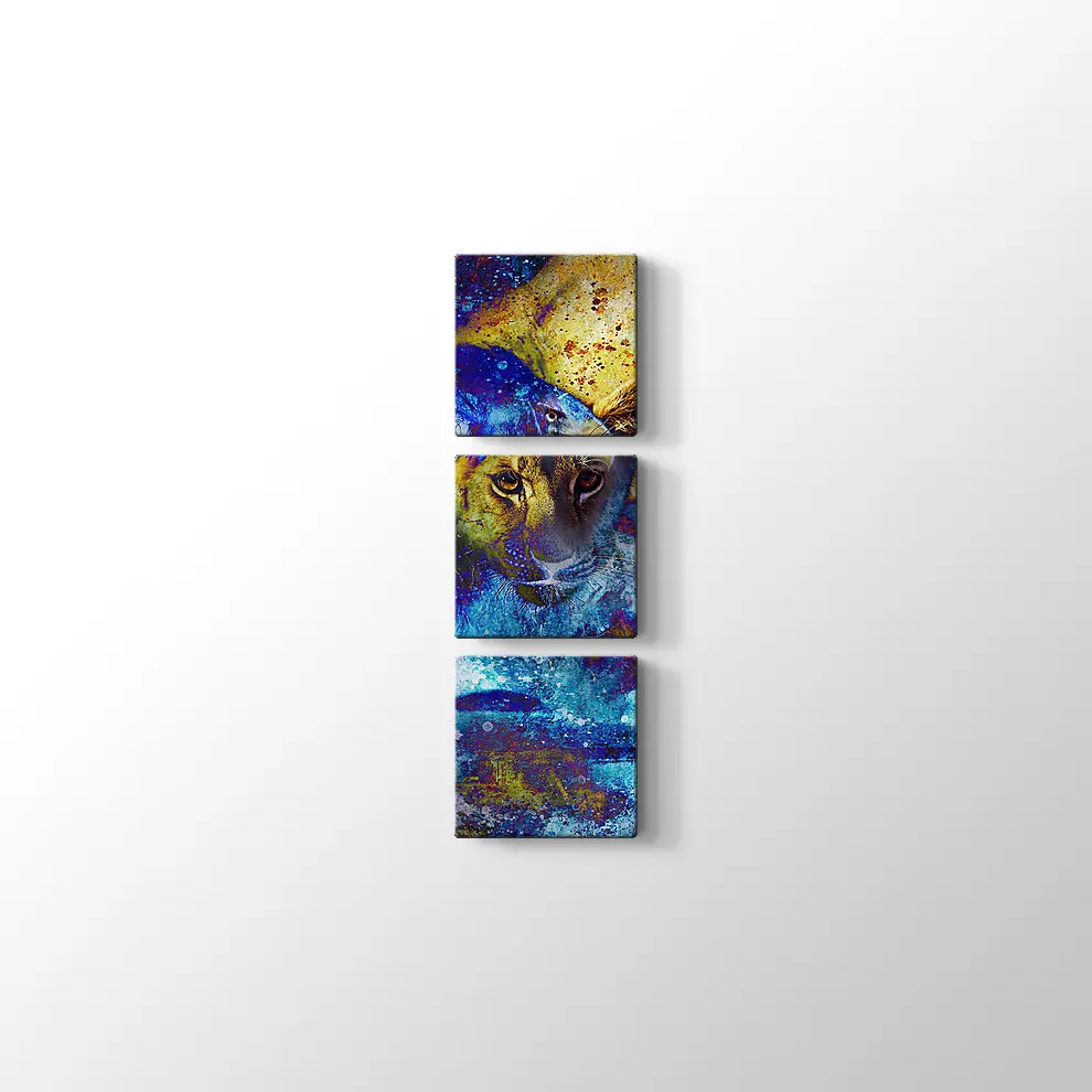 Aslan Yavrusu ve Kartal Kanvas Tablo