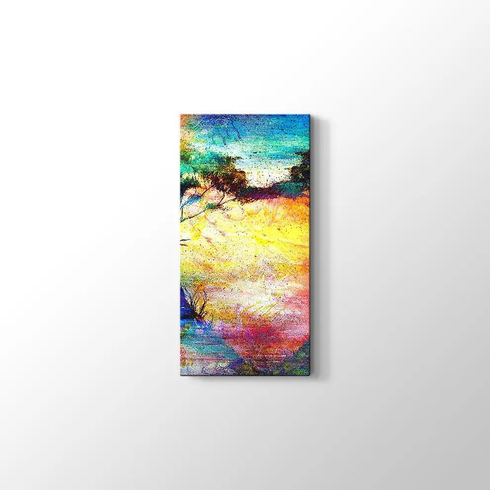 Romantik Gün Batımı ve  Ağaçlar Kanvas Tablo