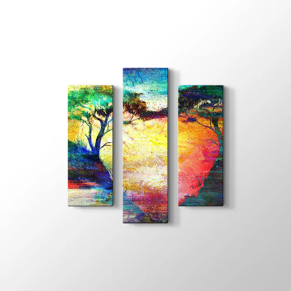 Romantik Gün Batımı ve  Ağaçlar Kanvas Tablo