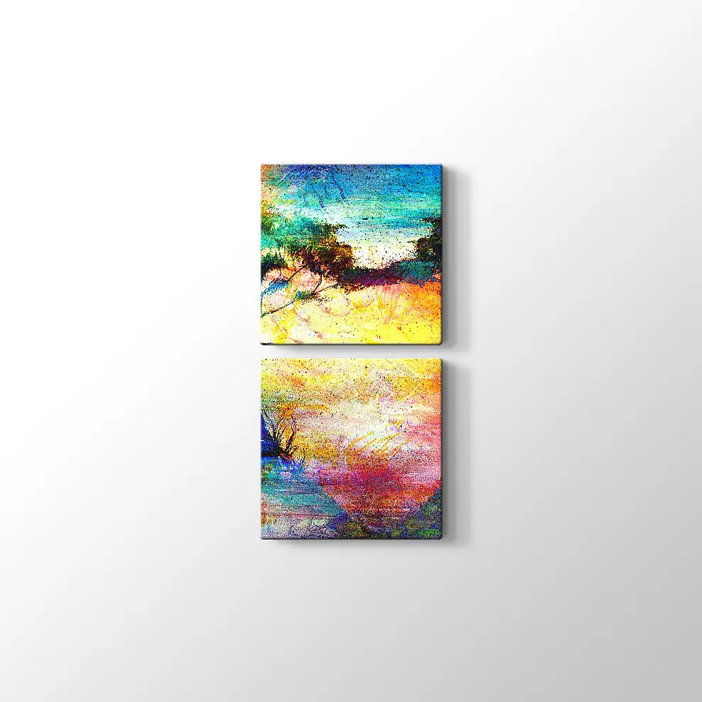 Romantik Gün Batımı ve  Ağaçlar Kanvas Tablo