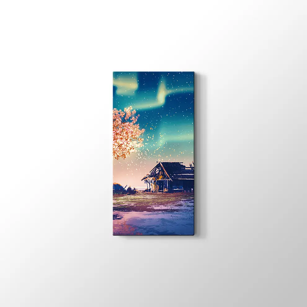 Yanlız Kulübe ve Gece Kanvas Tablo