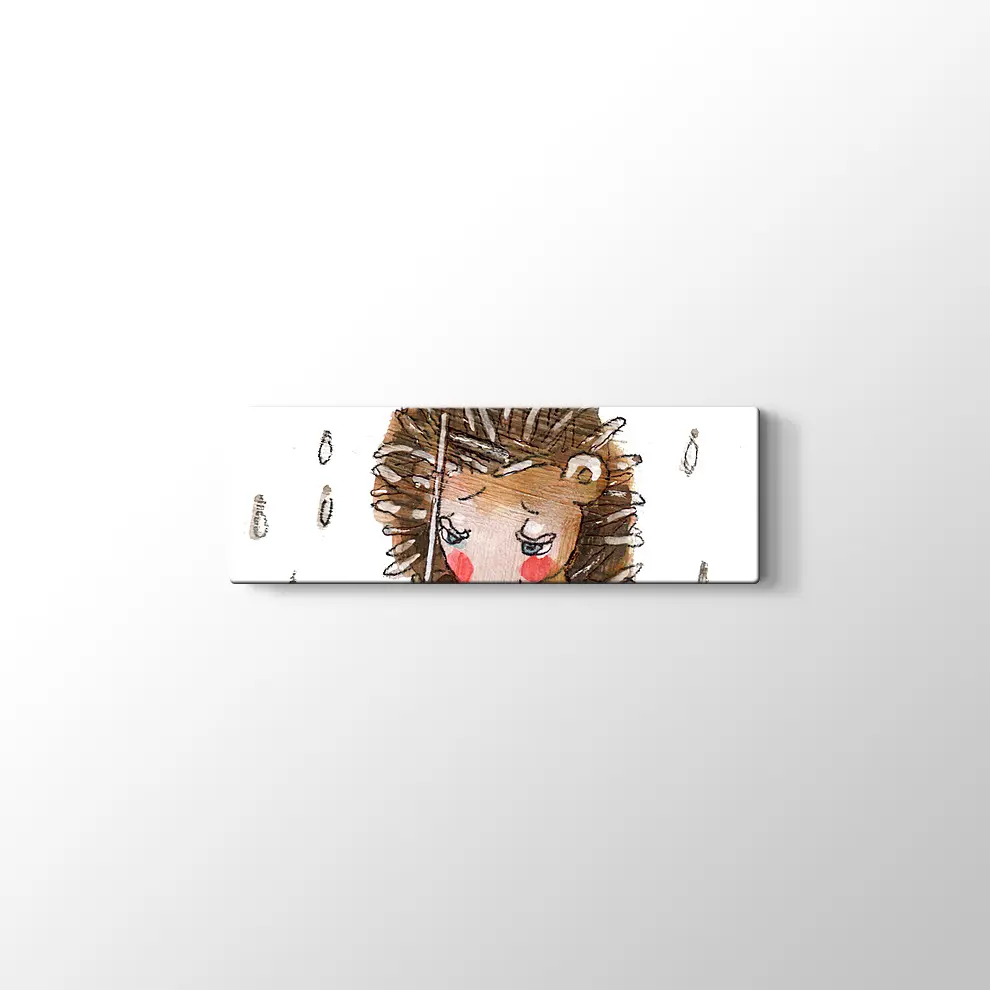 Şemsiyeli Kirpi Kanvas Tablo