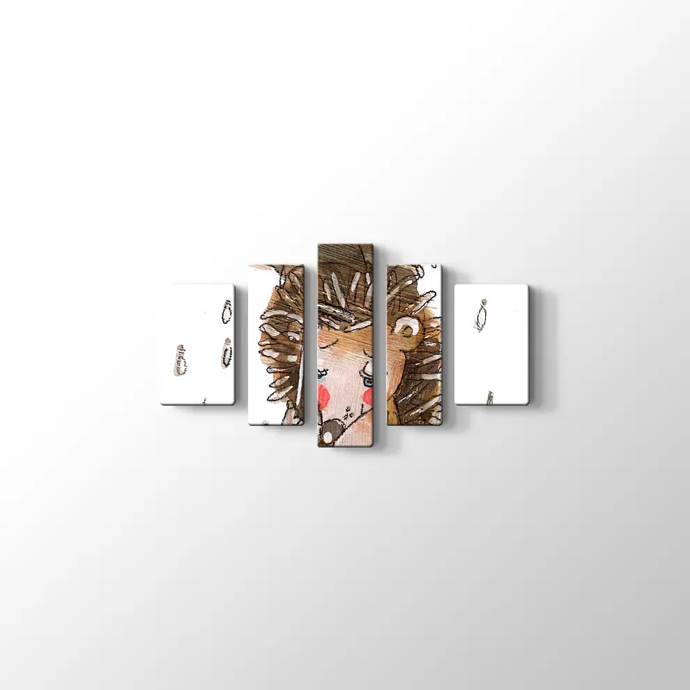 Şemsiyeli Kirpi Kanvas Tablo