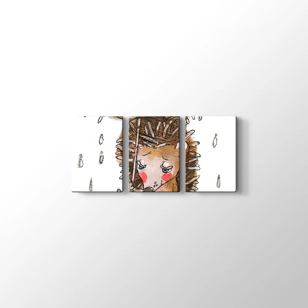 Şemsiyeli Kirpi Kanvas Tablo