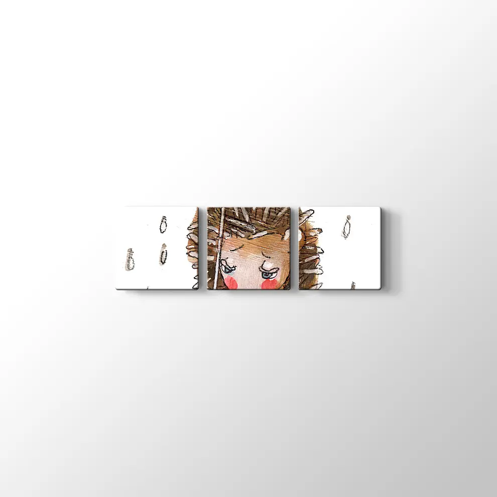 Şemsiyeli Kirpi Kanvas Tablo