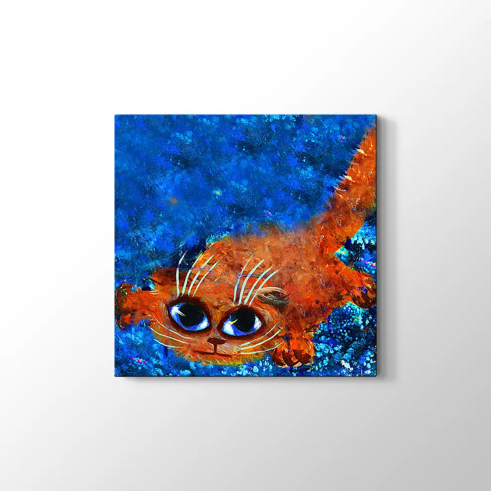 Gece Uçuşu Kedi Kanvas Tablo