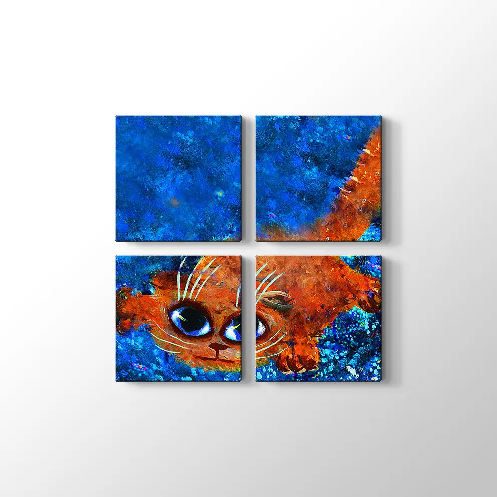 Gece Uçuşu Kedi Kanvas Tablo