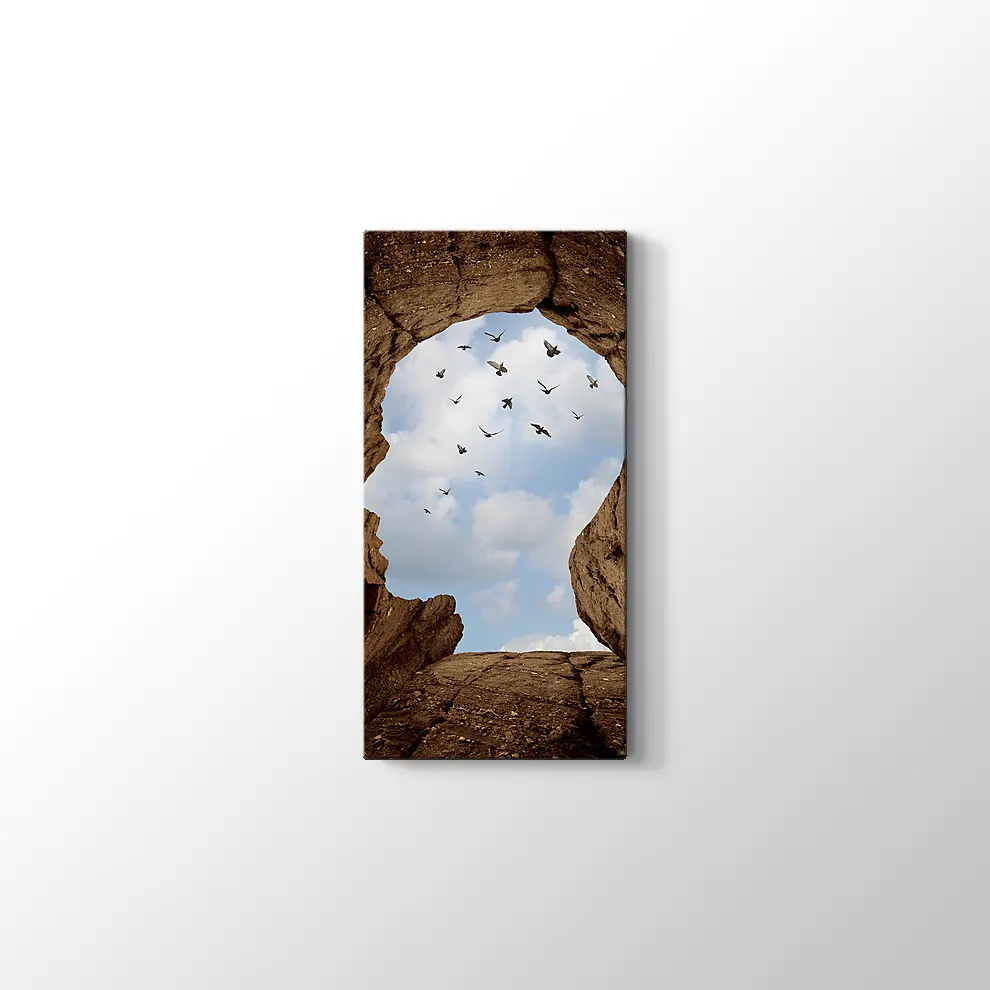 İnsan Kafası Şeklinde Kayalık Kanvas Tablo