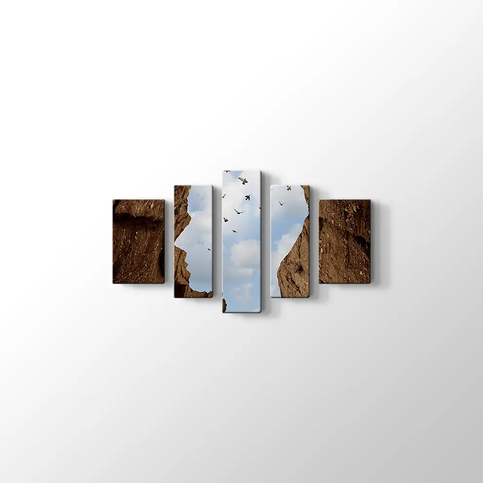 İnsan Kafası Şeklinde Kayalık Kanvas Tablo