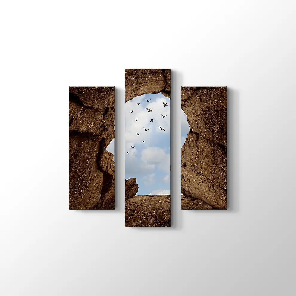 İnsan Kafası Şeklinde Kayalık Kanvas Tablo