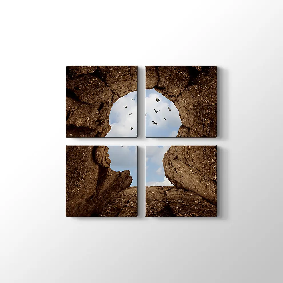 İnsan Kafası Şeklinde Kayalık Kanvas Tablo