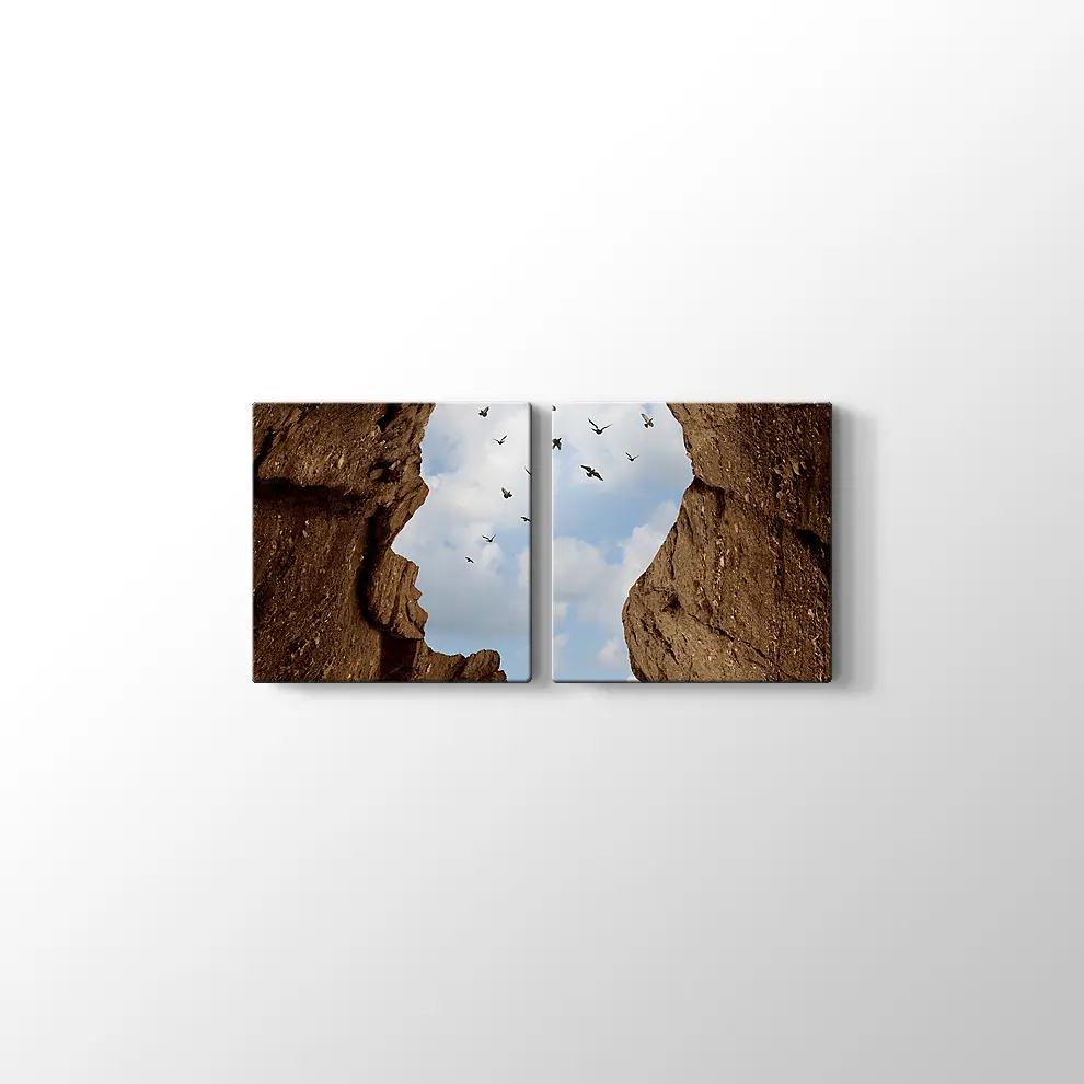 İnsan Kafası Şeklinde Kayalık Kanvas Tablo