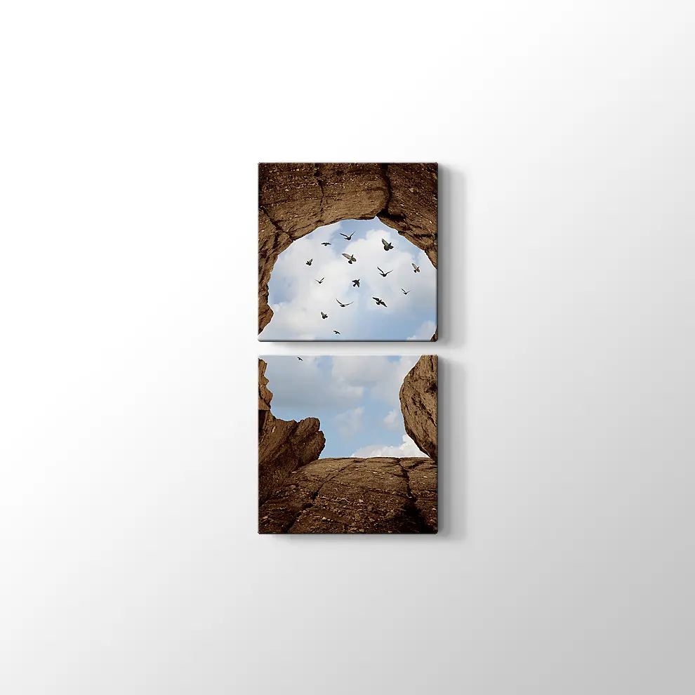 İnsan Kafası Şeklinde Kayalık Kanvas Tablo