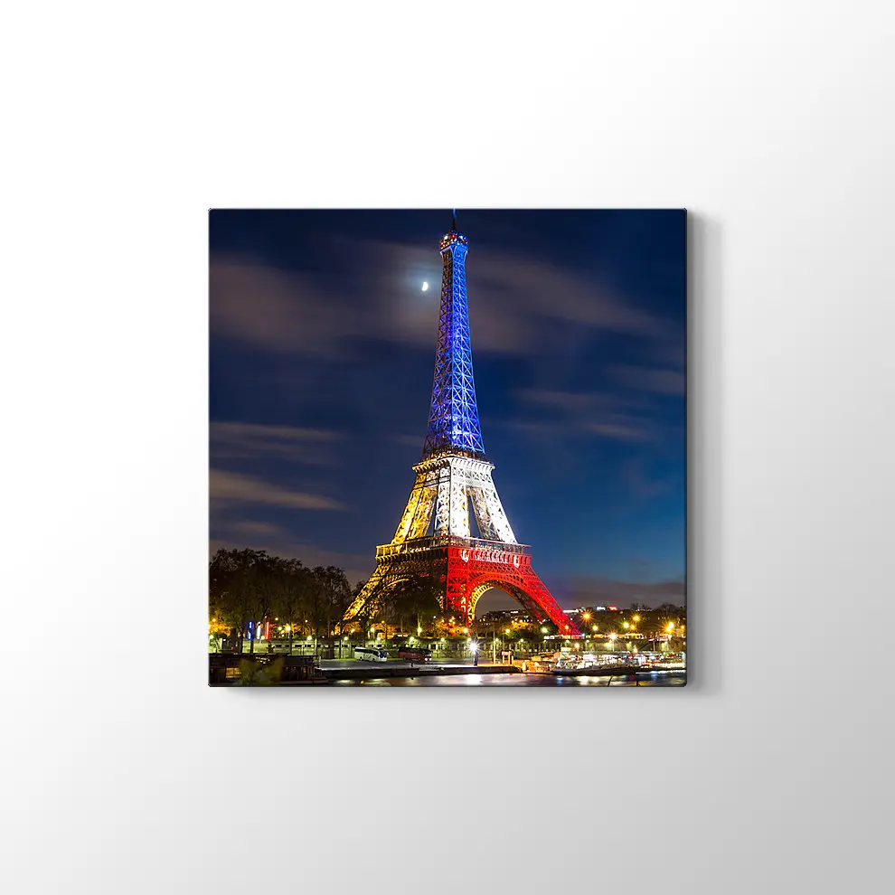 Eyfel Kulesi Gece Ve Işıklar Kanvas Tablo