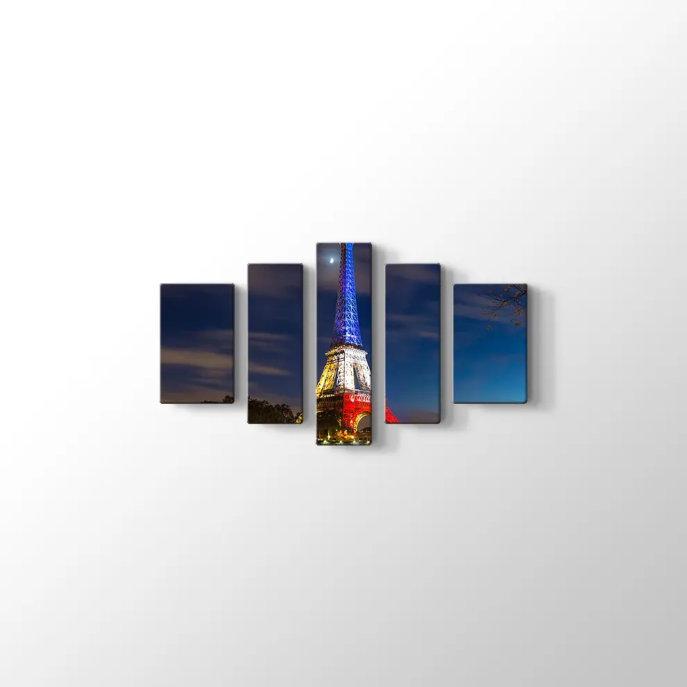 Eyfel Kulesi Gece Ve Işıklar Kanvas Tablo