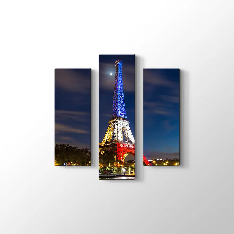 Eyfel Kulesi Gece Ve Işıklar Kanvas Tablo