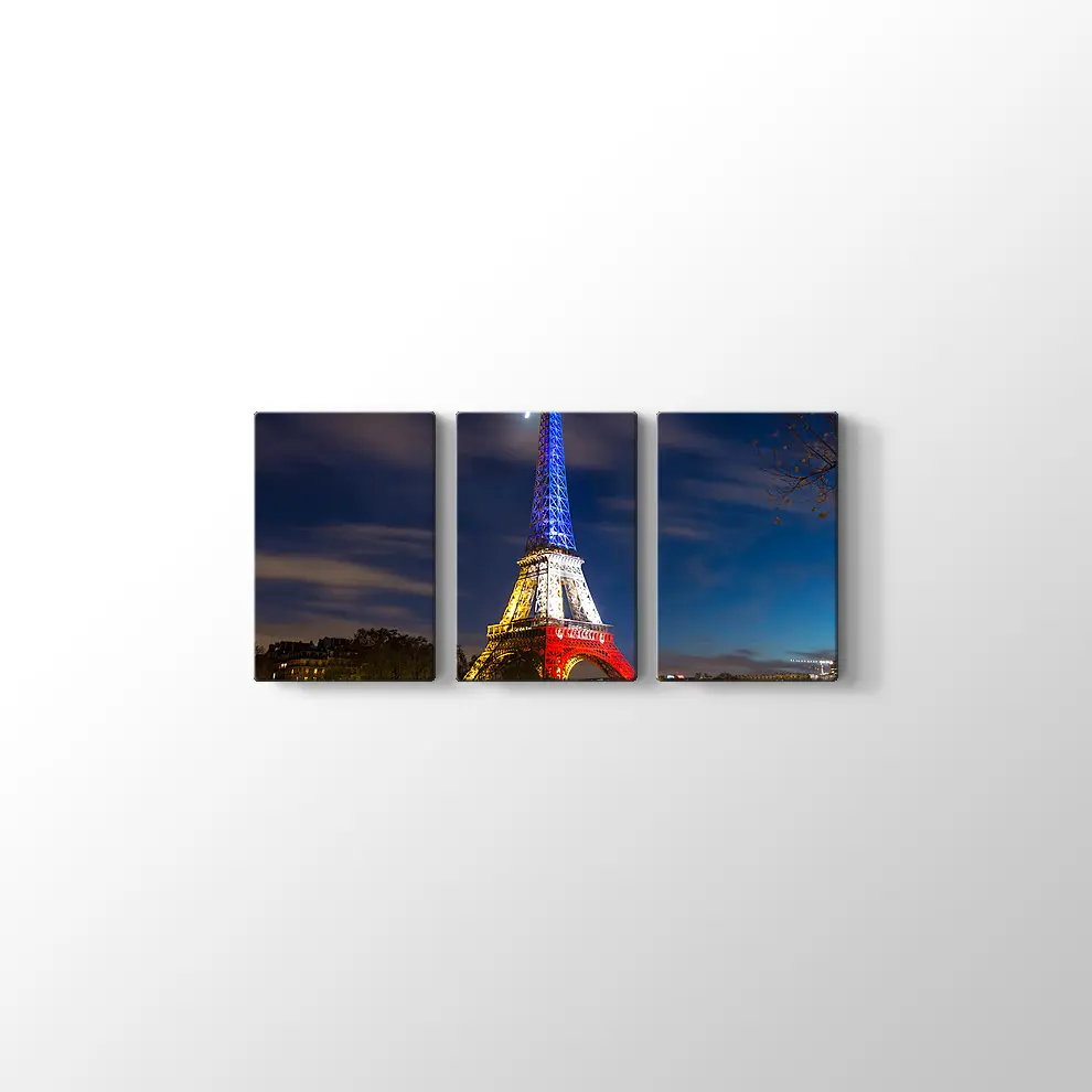Eyfel Kulesi Gece Ve Işıklar Kanvas Tablo