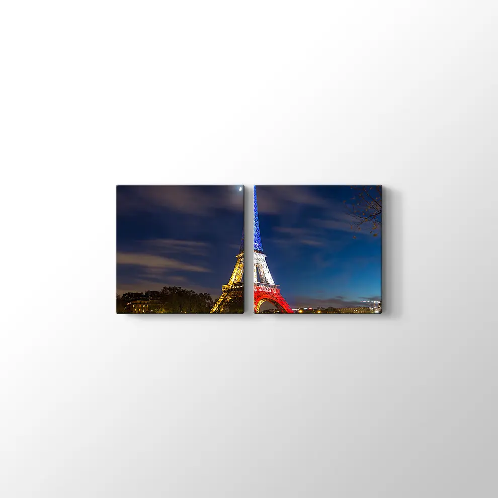 Eyfel Kulesi Gece Ve Işıklar Kanvas Tablo