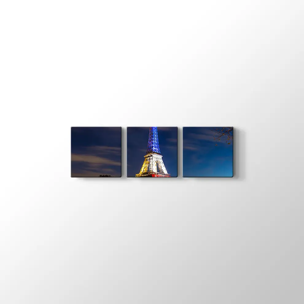 Eyfel Kulesi Gece Ve Işıklar Kanvas Tablo