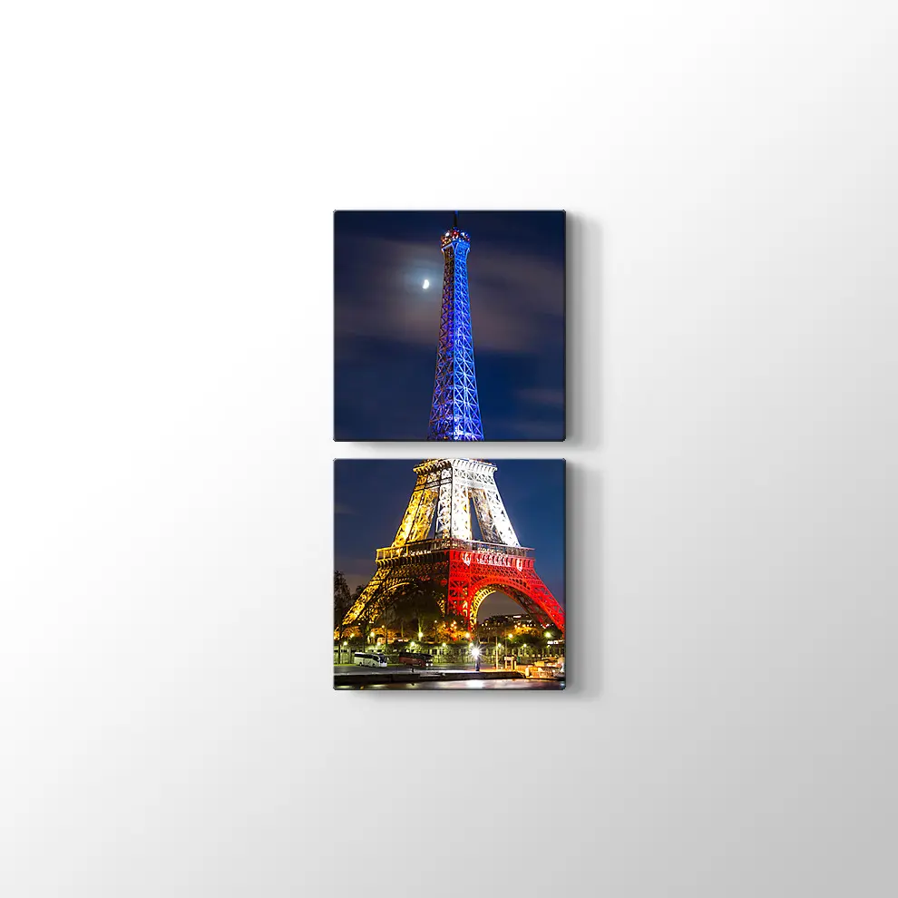Eyfel Kulesi Gece Ve Işıklar Kanvas Tablo