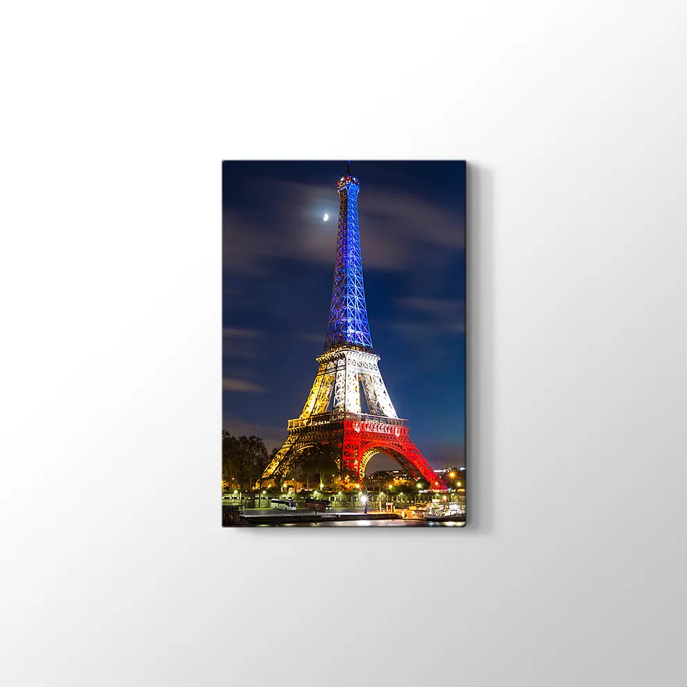 Eyfel Kulesi Gece Ve Işıklar Kanvas Tablo