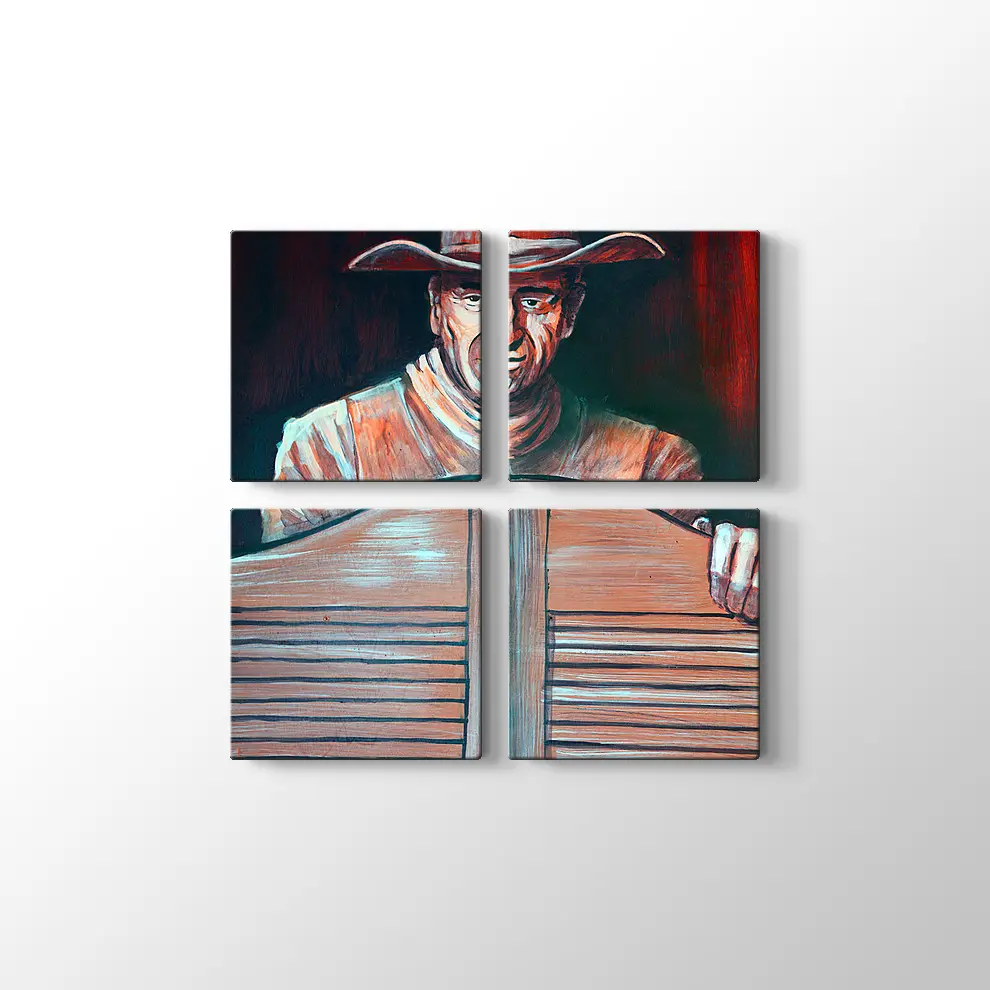 Bardan Çıkan Kovboy Kanvas Tablo