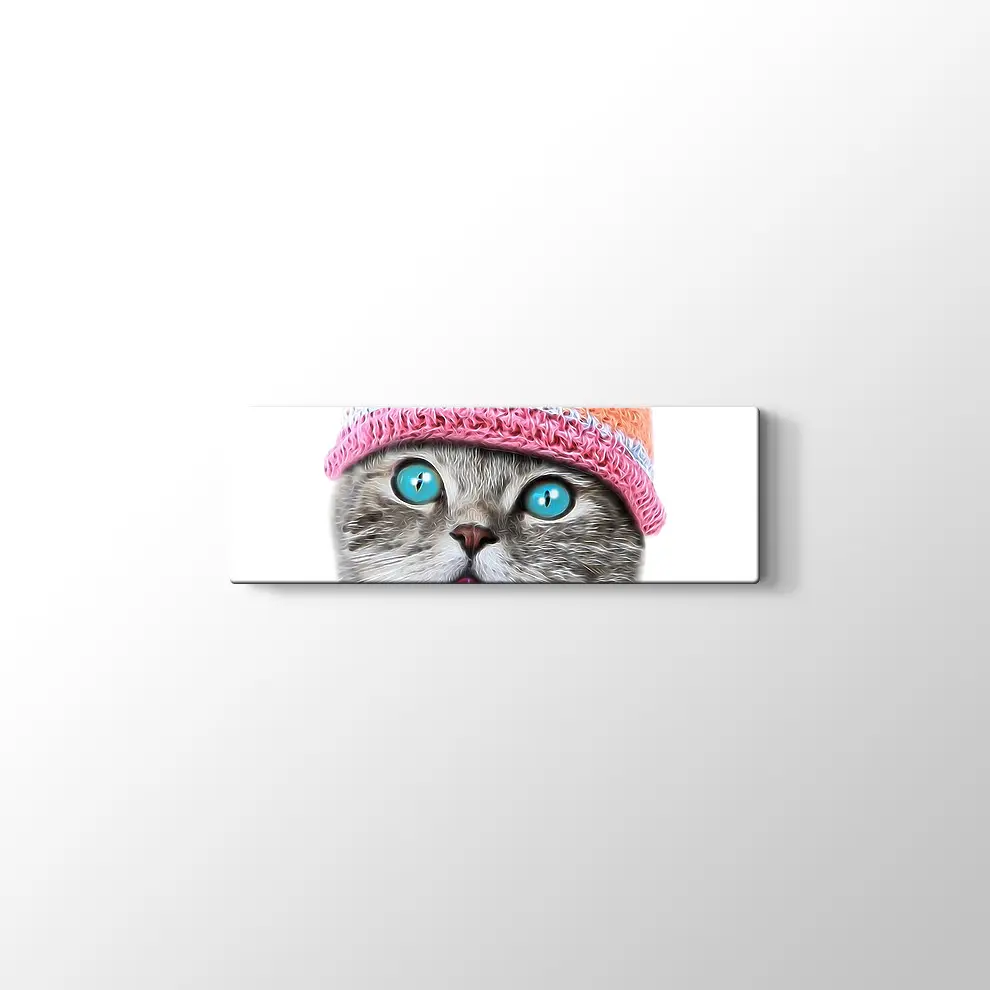Şapkalı Kedi Kanvas Tablo