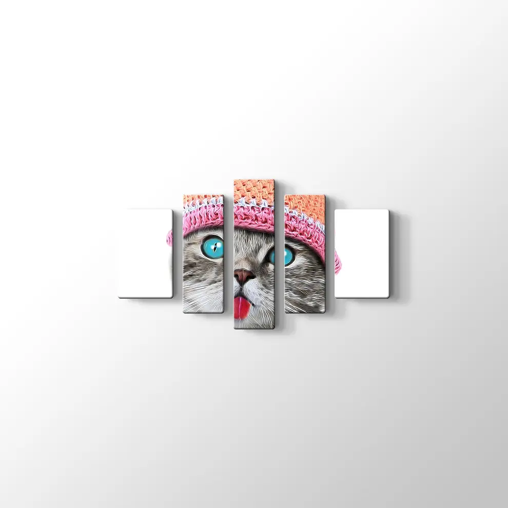 Şapkalı Kedi Kanvas Tablo