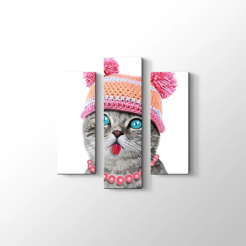 Şapkalı Kedi Kanvas Tablo