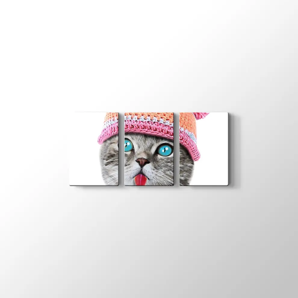 Şapkalı Kedi Kanvas Tablo