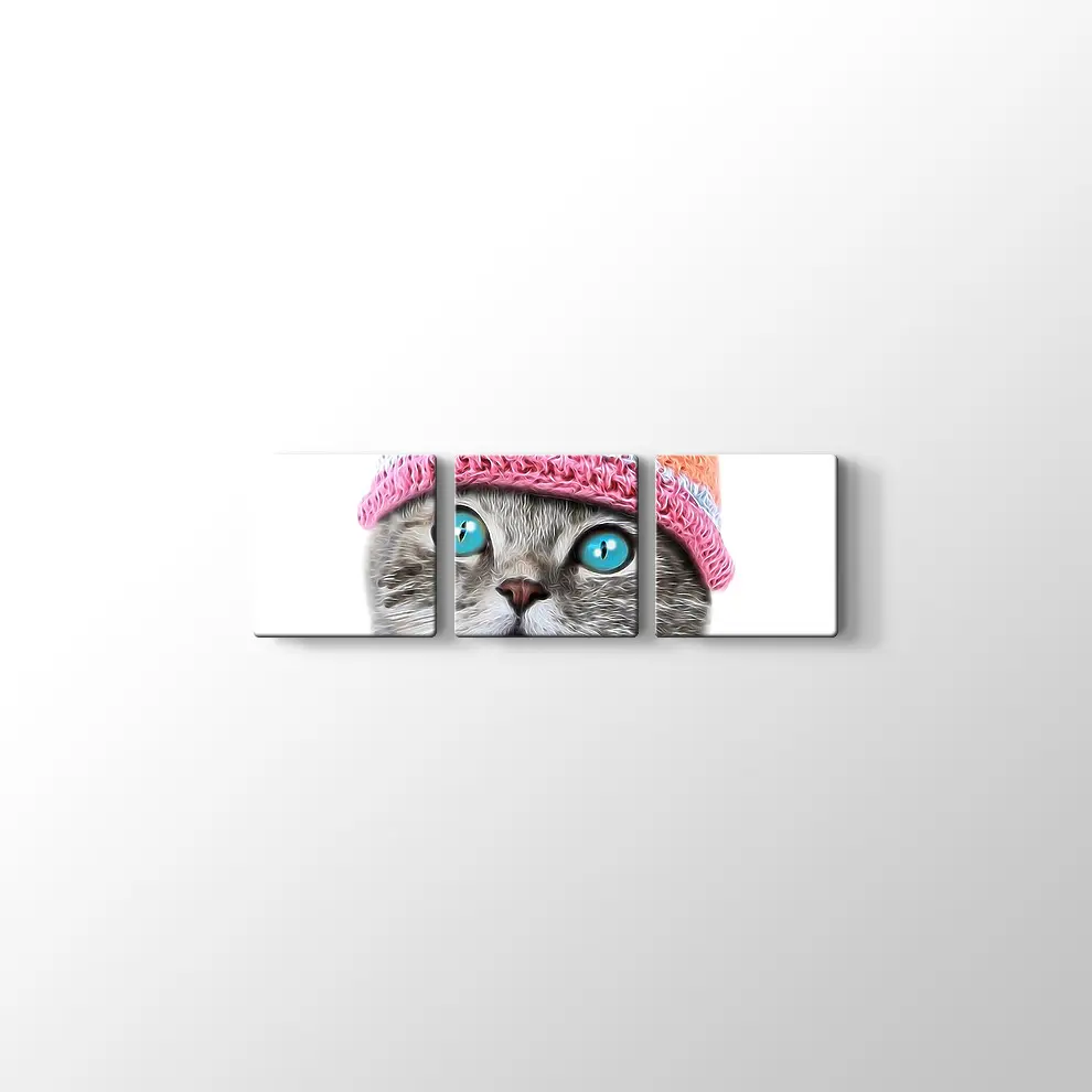 Şapkalı Kedi Kanvas Tablo