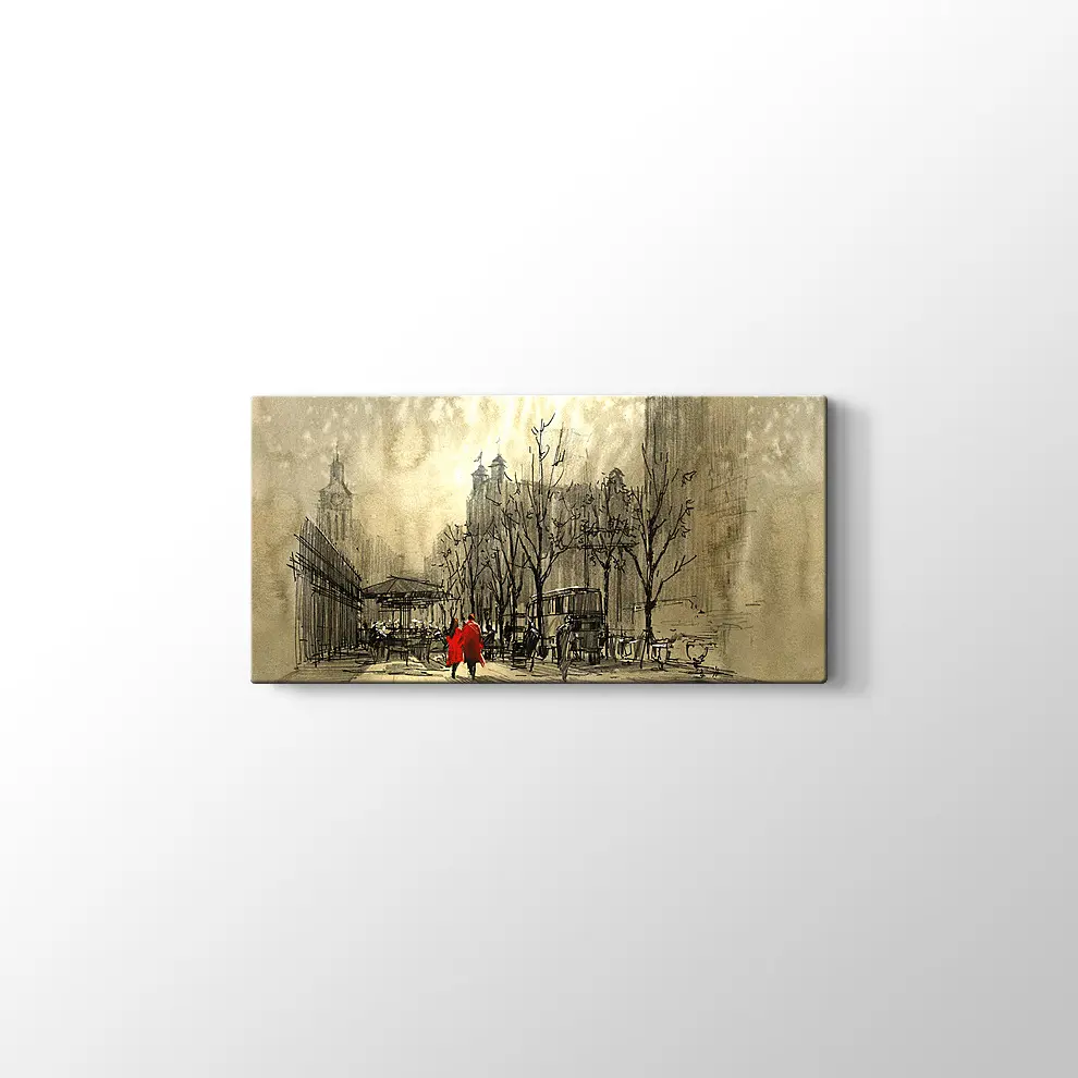 Kırmızılı Çift Kanvas Tablo