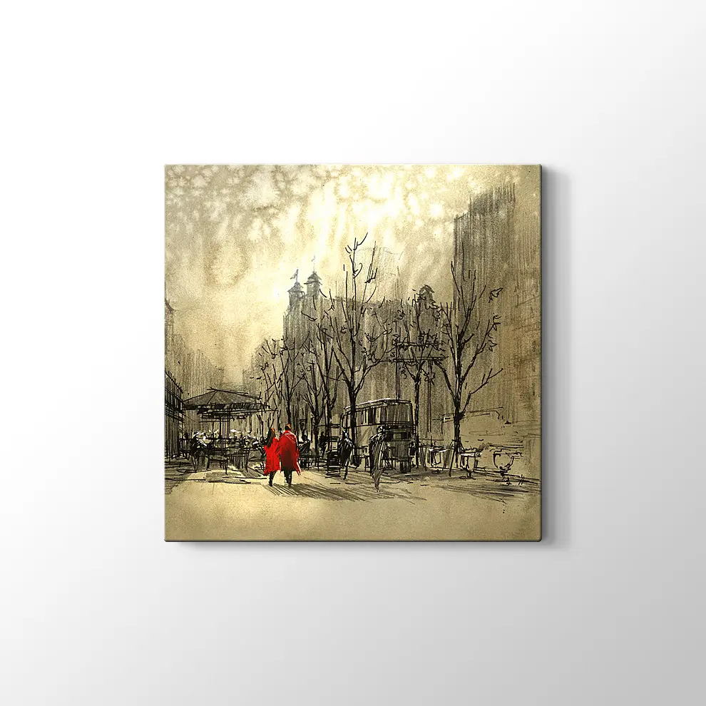 Kırmızılı Çift Kanvas Tablo