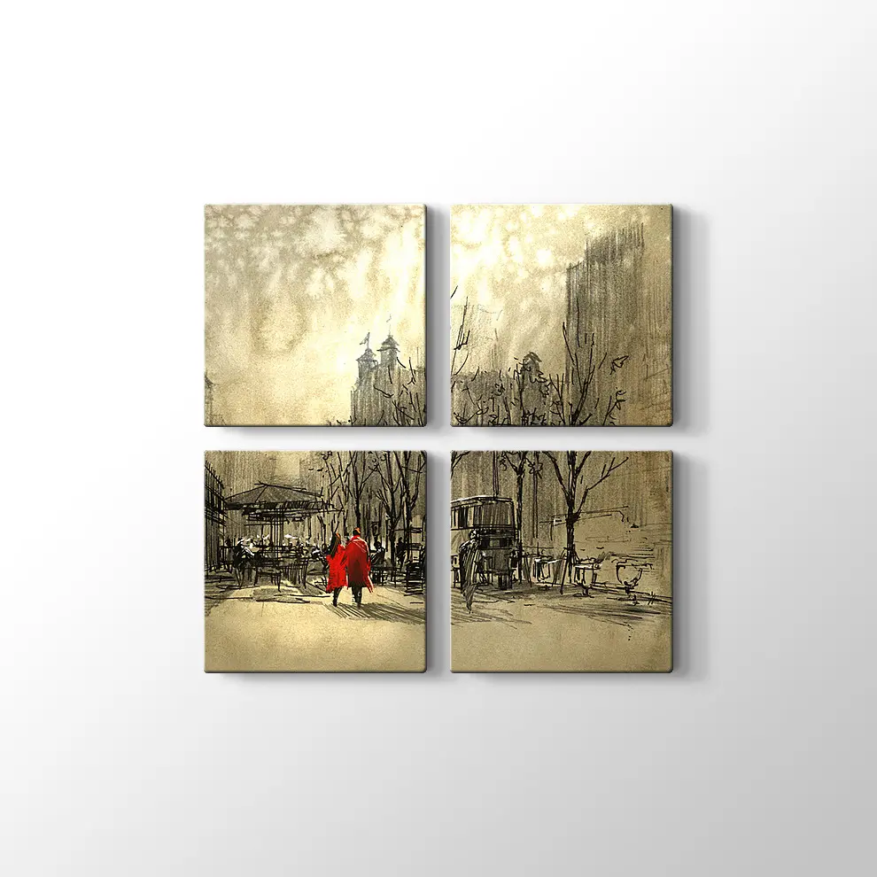 Kırmızılı Çift Kanvas Tablo