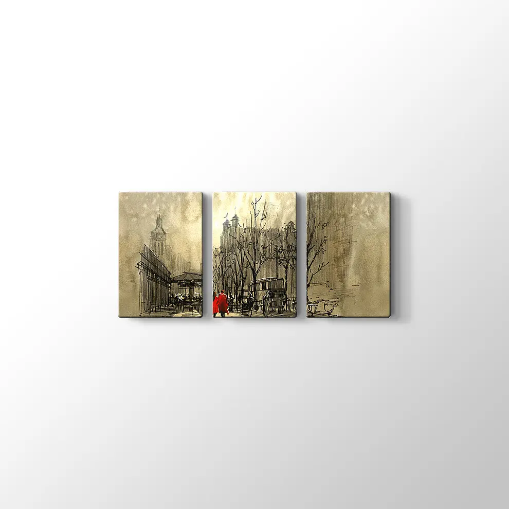 Kırmızılı Çift Kanvas Tablo