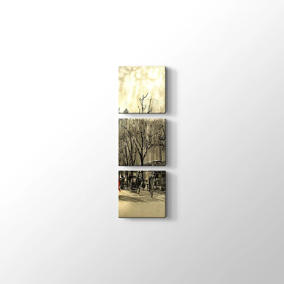 Kırmızılı Çift Kanvas Tablo