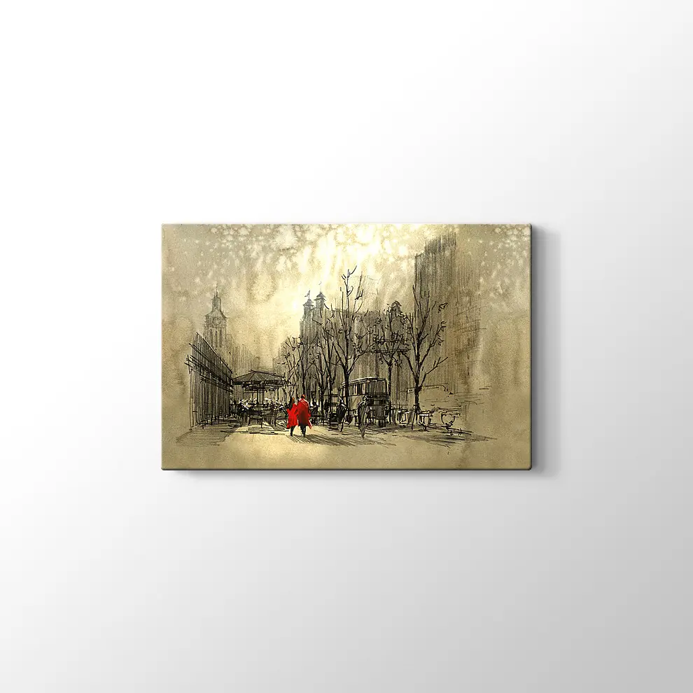 Kırmızılı Çift Kanvas Tablo