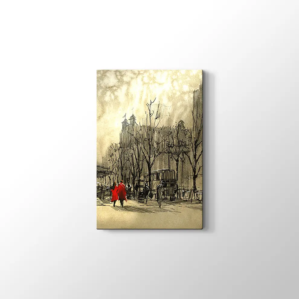 Kırmızılı Çift Kanvas Tablo