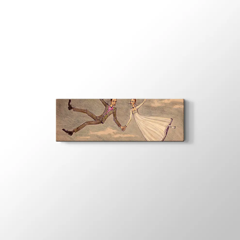 Dekoratif Bulutların Üzerindeki Çift Kanvas Tablo