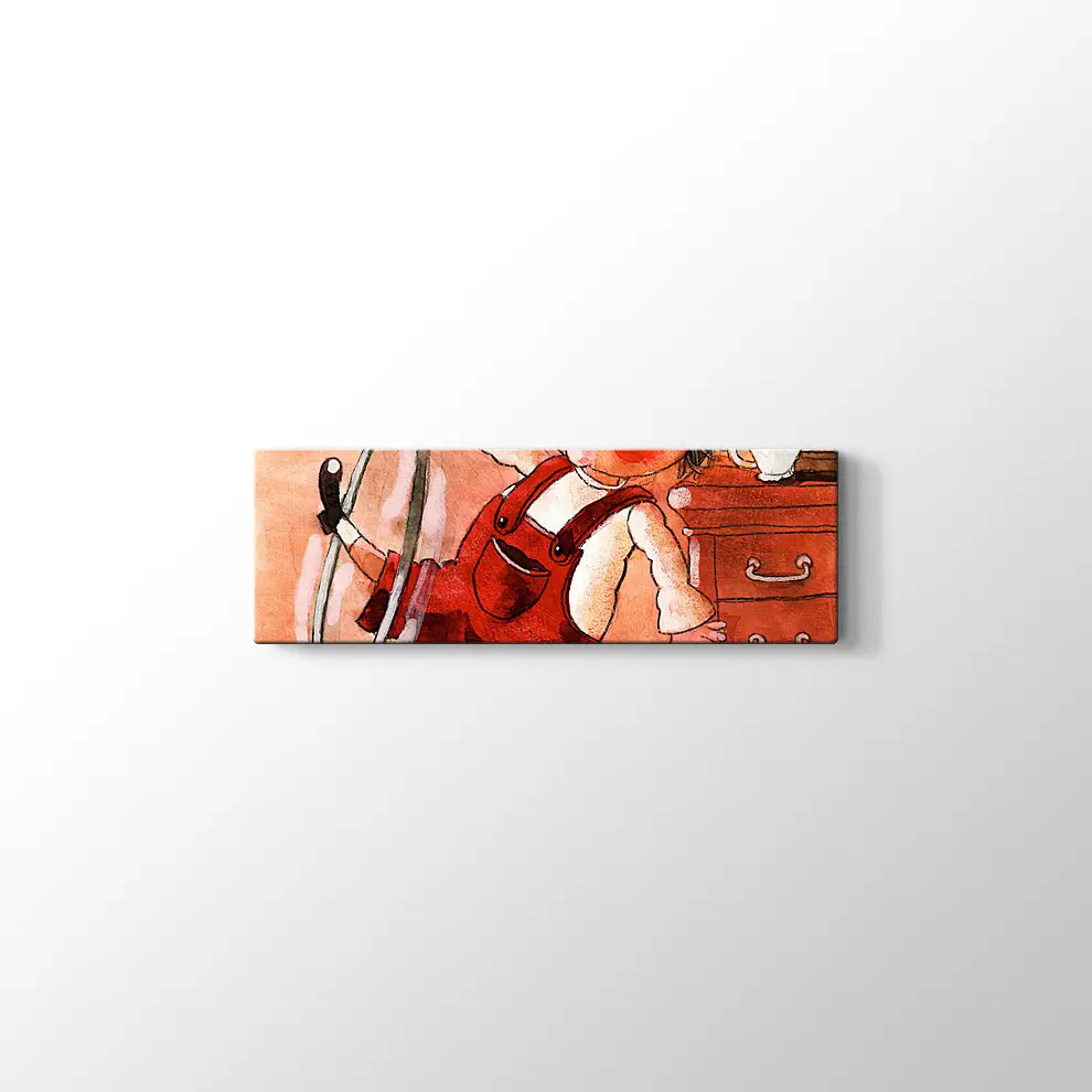 Dekoratif Oyun Oynayan Bebek Kanvas Tablo