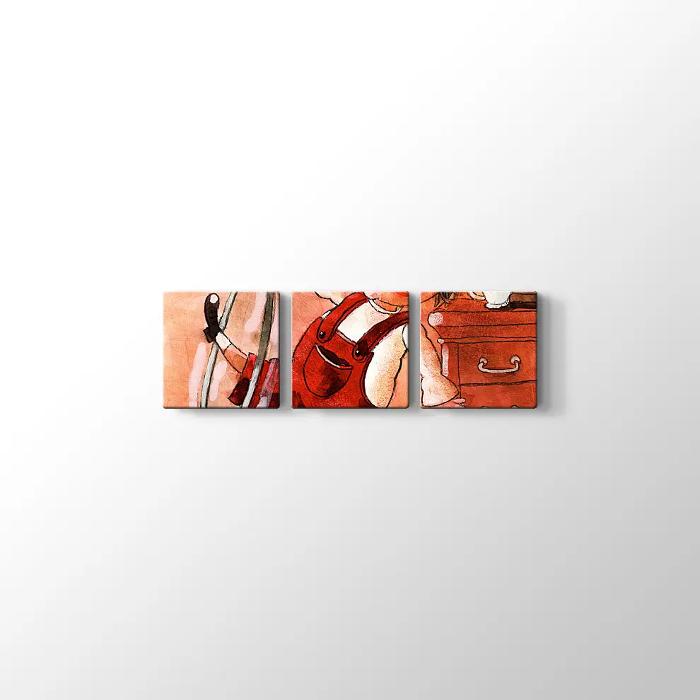 Dekoratif Oyun Oynayan Bebek Kanvas Tablo