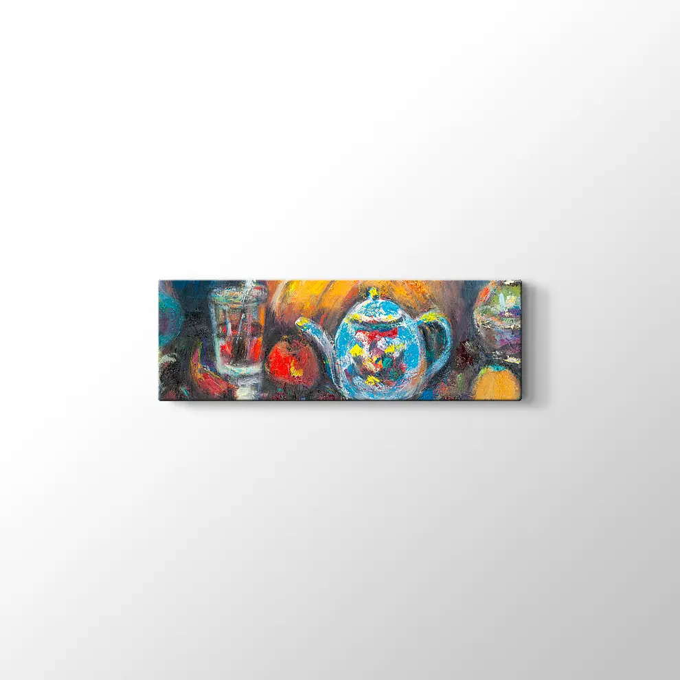 Dekoratif Çaydanlık ve Meyveler Kanvas Tablo