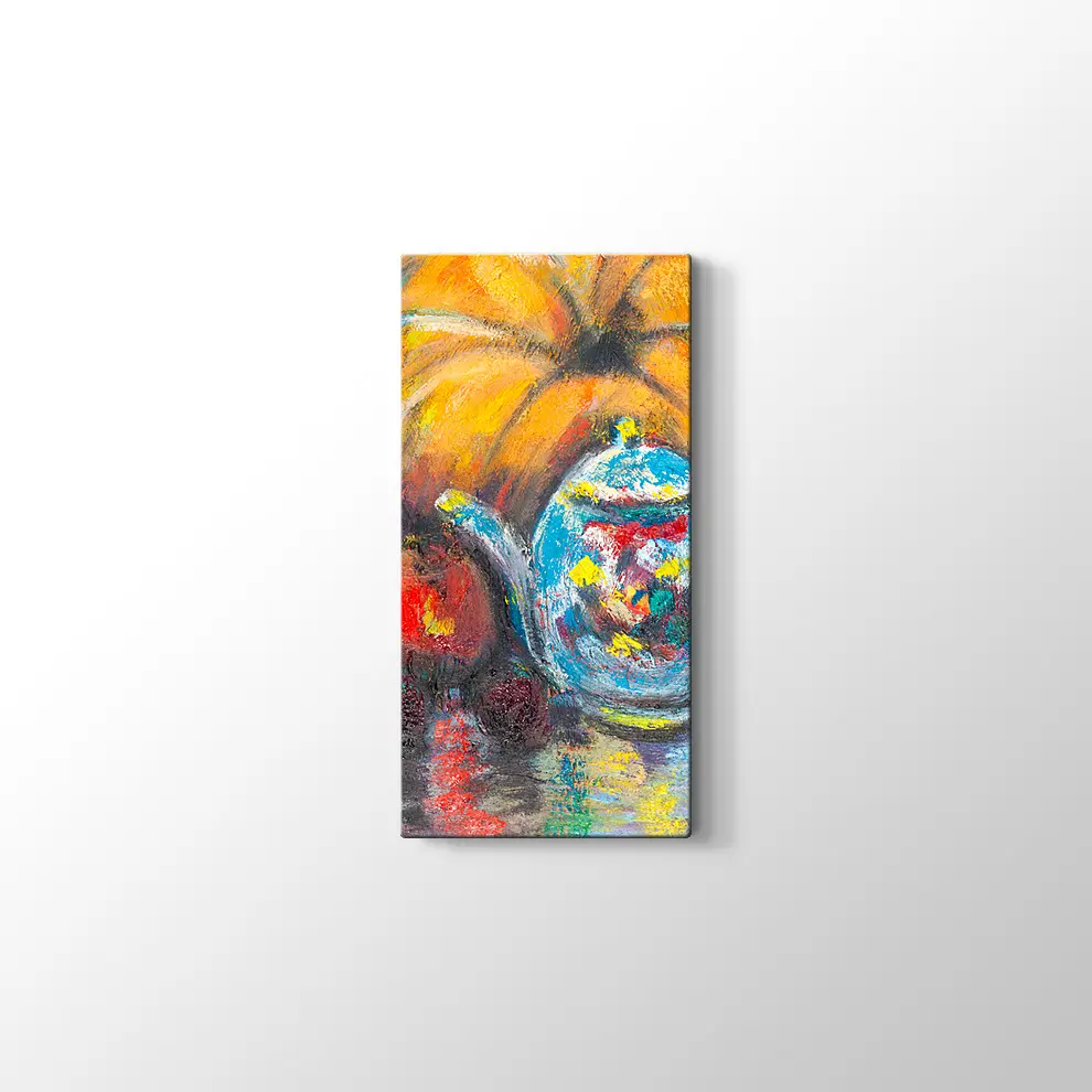 Dekoratif Çaydanlık ve Meyveler Kanvas Tablo