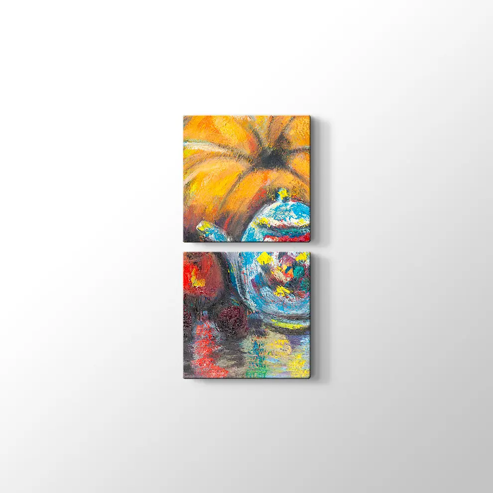 Dekoratif Çaydanlık ve Meyveler Kanvas Tablo