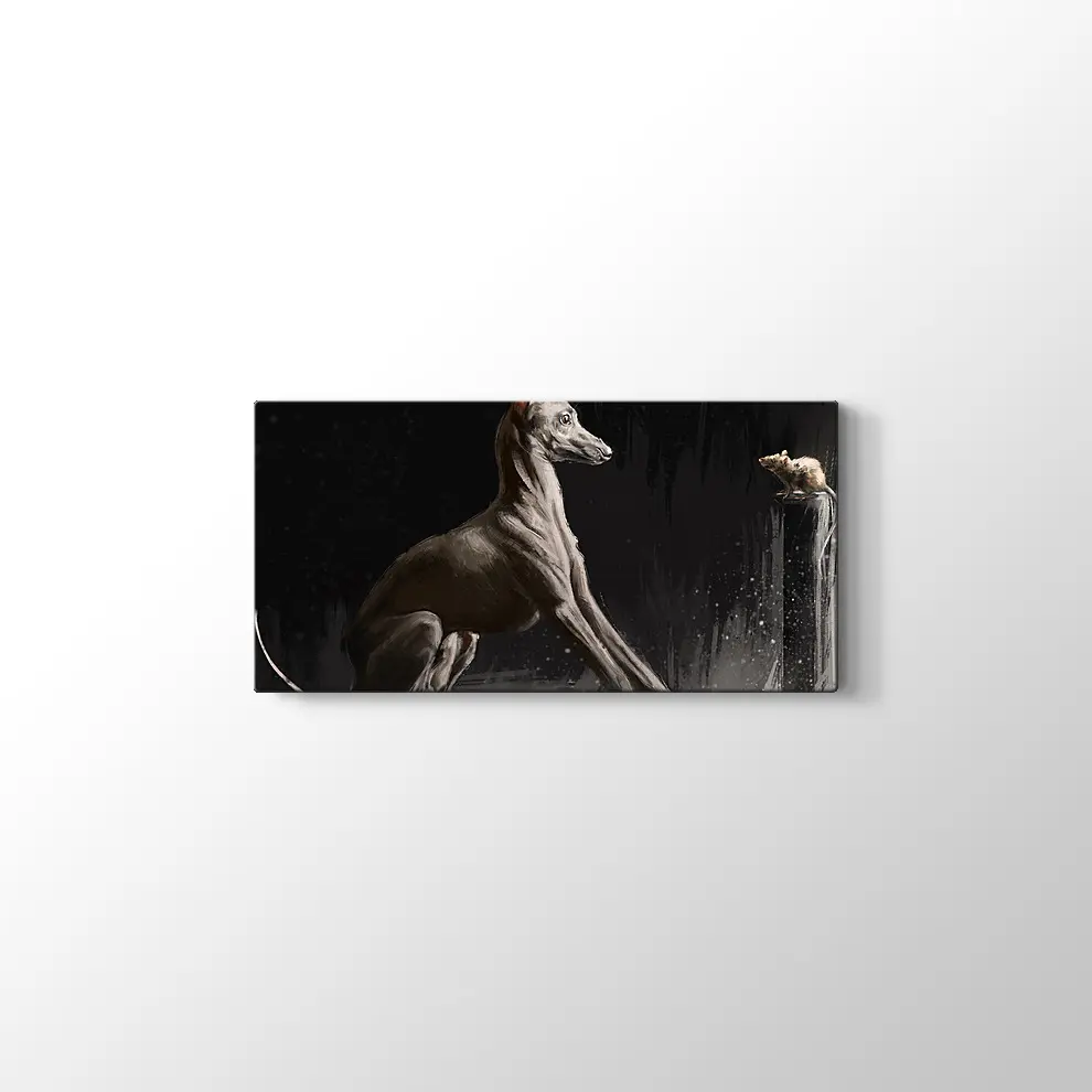 Dijital Fare Portreli İtalyan Tazısı Kanvas Tablo