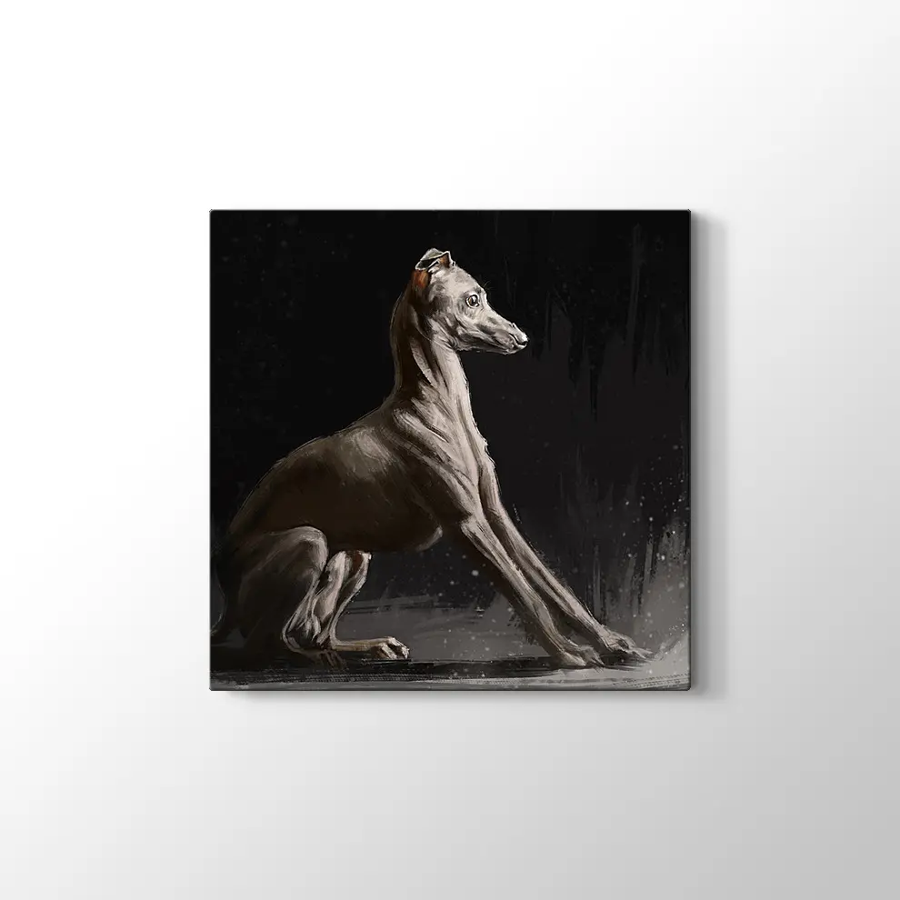 Dijital Fare Portreli İtalyan Tazısı Kanvas Tablo