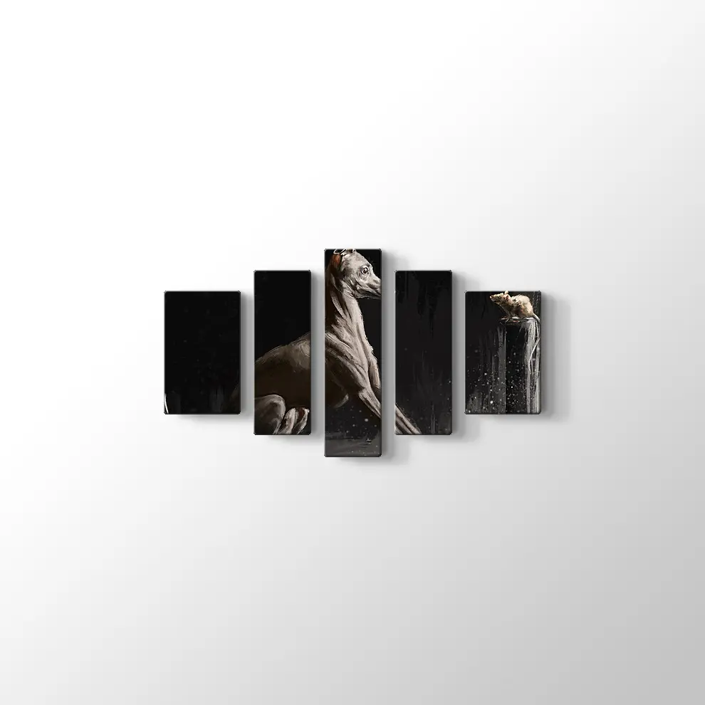 Dijital Fare Portreli İtalyan Tazısı Kanvas Tablo