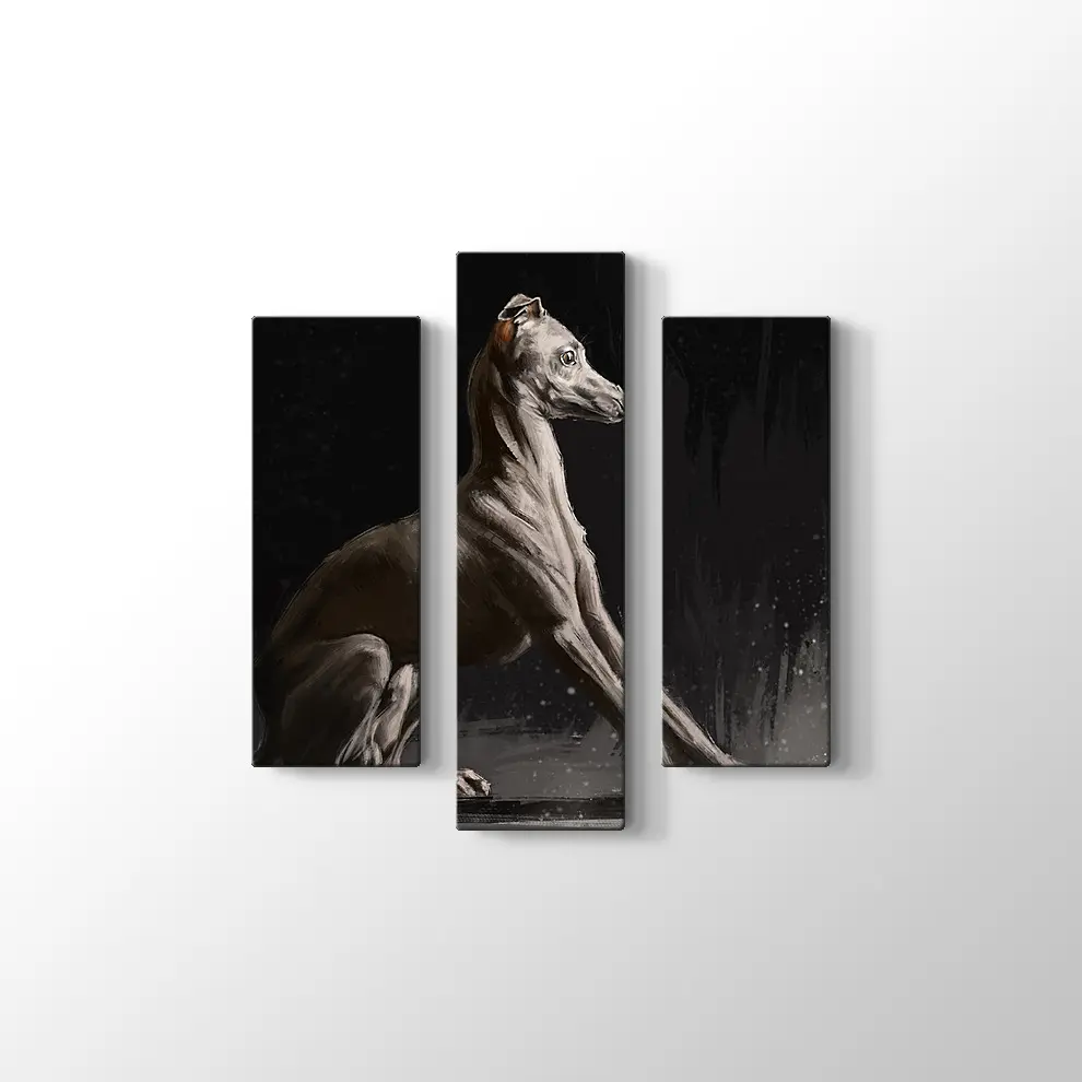 Dijital Fare Portreli İtalyan Tazısı Kanvas Tablo