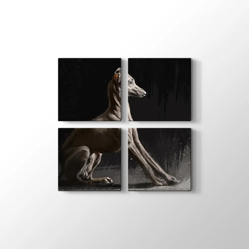 Dijital Fare Portreli İtalyan Tazısı Kanvas Tablo