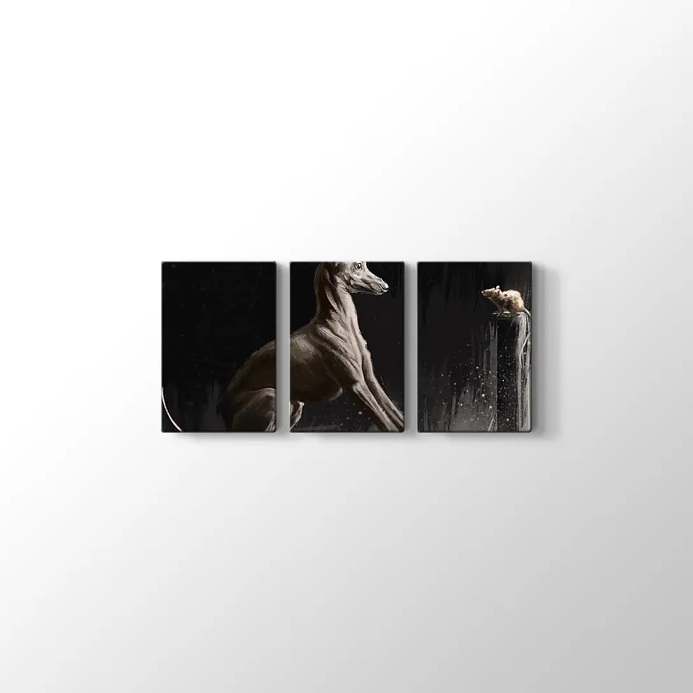 Dijital Fare Portreli İtalyan Tazısı Kanvas Tablo